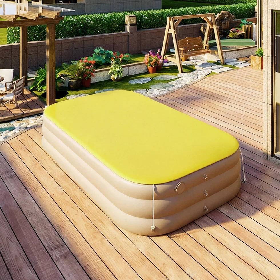 Livara PVC Inflatable Pool with Slide - Backyard Fun, UV Sunshade, USB Pump