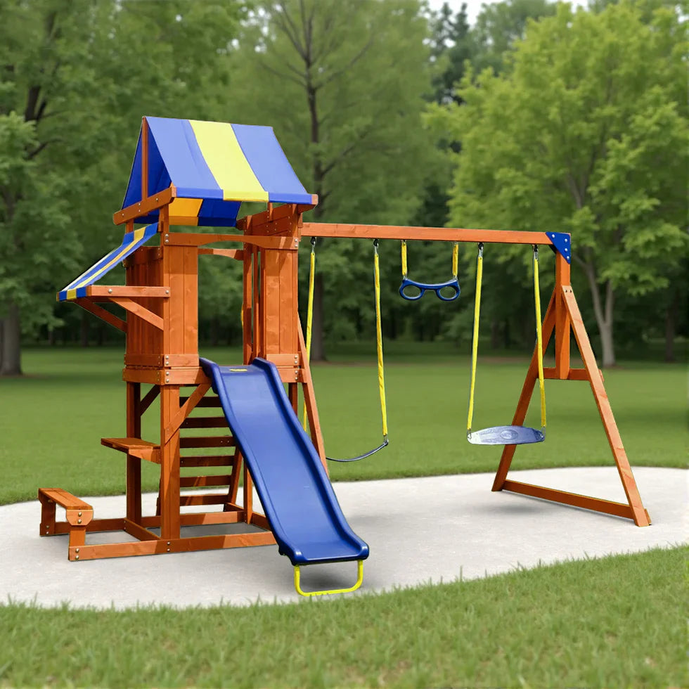 Livara Heavy-Duty Outdoor Playground - Backyard Fun, Slide & Swings, Climbing Ladder