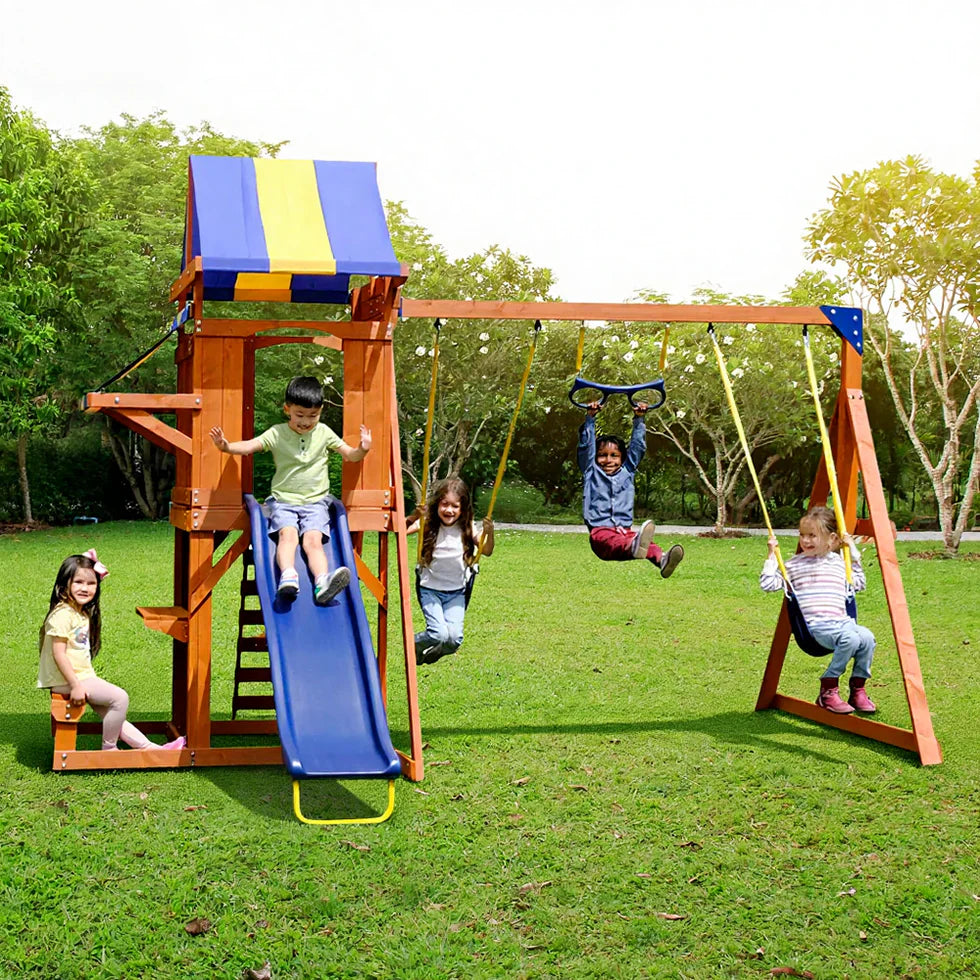 Livara Heavy-Duty Outdoor Playground - Backyard Fun, Slide & Swings, Climbing Ladder