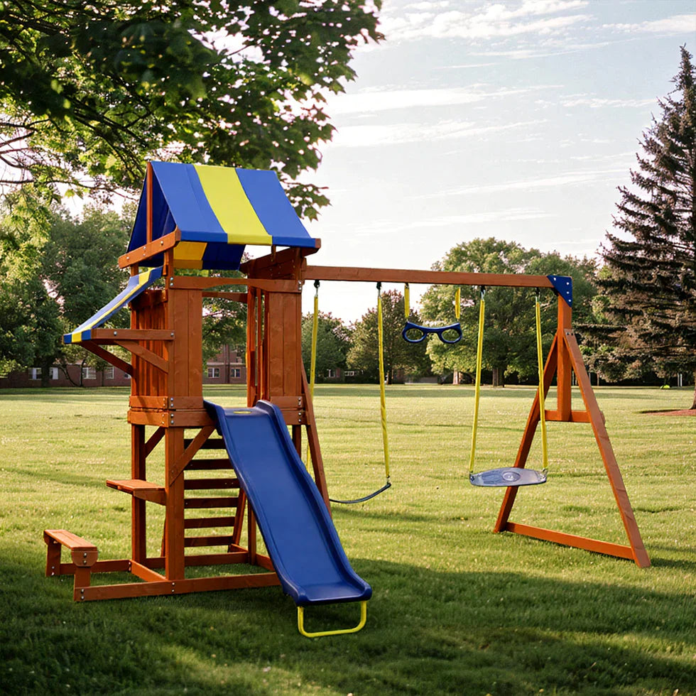 Livara Heavy-Duty Outdoor Playground - Backyard Fun, Slide & Swings, Climbing Ladder