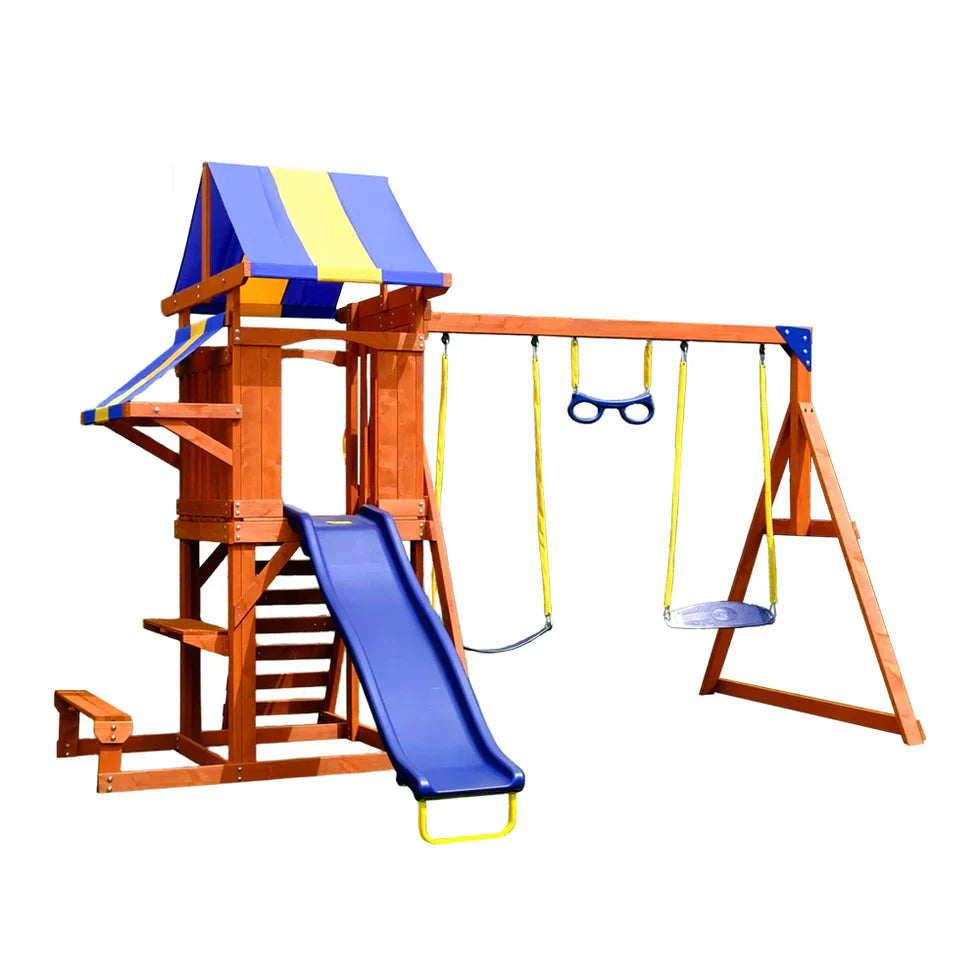 Livara Heavy-Duty Outdoor Playground - Backyard Fun, Slide & Swings, Climbing Ladder