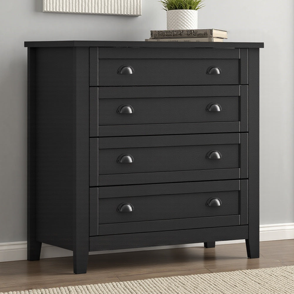 Livara Retro 4-Drawer Storage Cabinet - Bedroom Comfort, Solid Frame, Smooth Glides