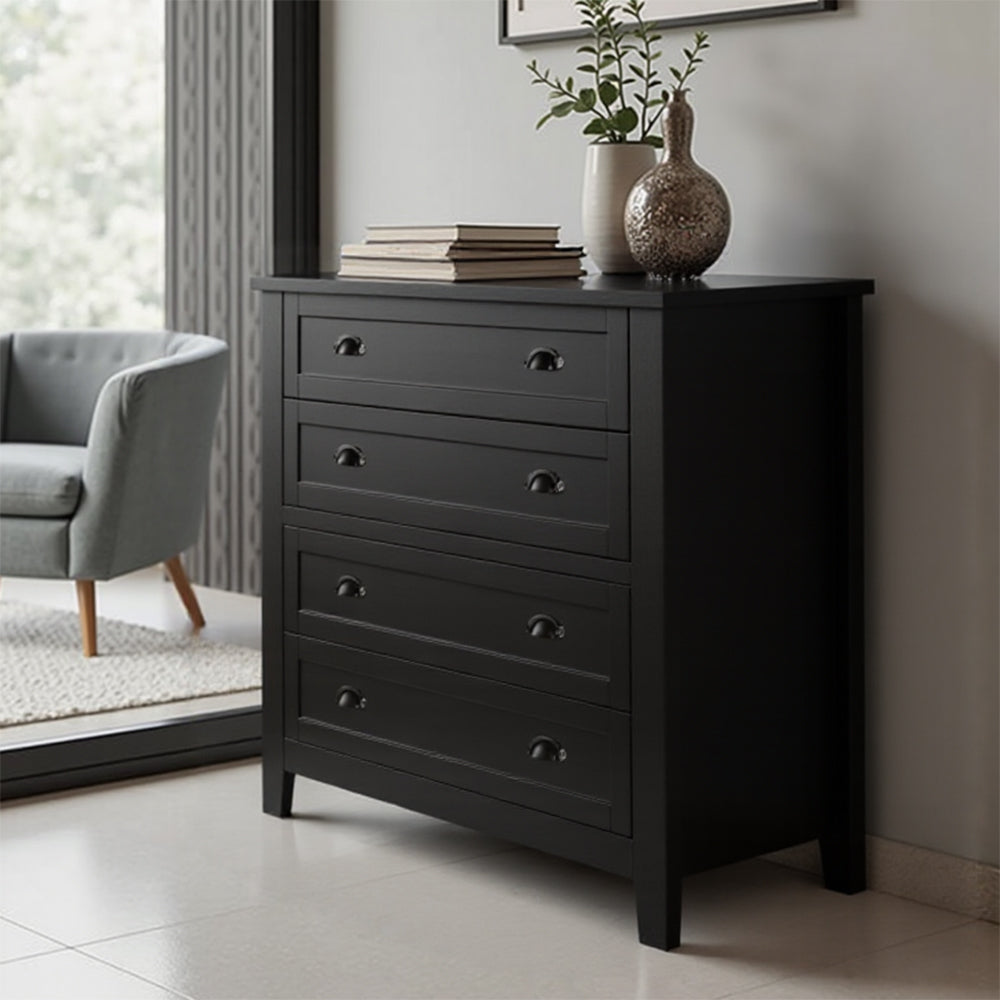 Livara Retro 4-Drawer Storage Cabinet - Bedroom Comfort, Solid Frame, Smooth Glides