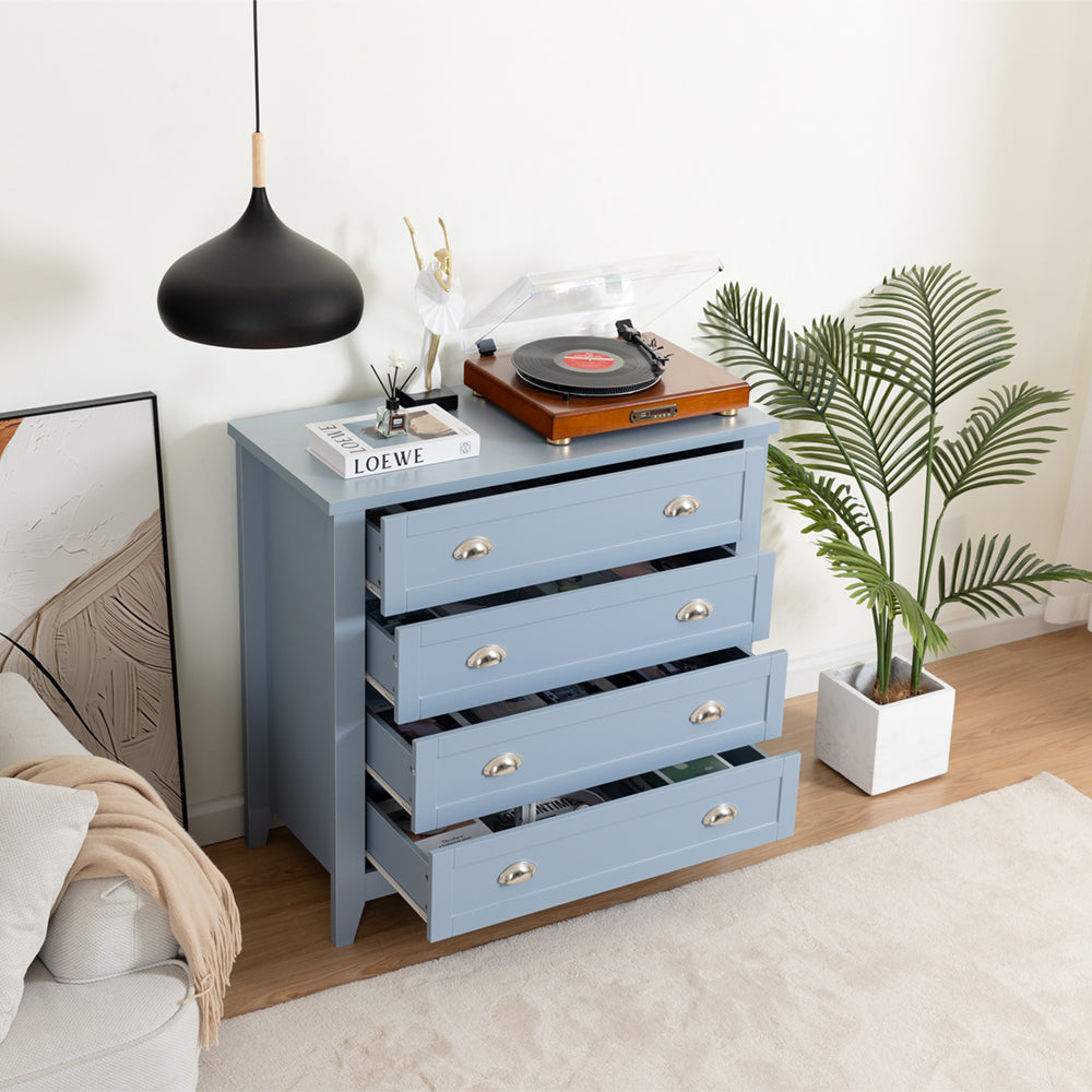 Livara Retro 4-Drawer Storage Cabinet - Bedroom Comfort, Solid Frame, Smooth Glides