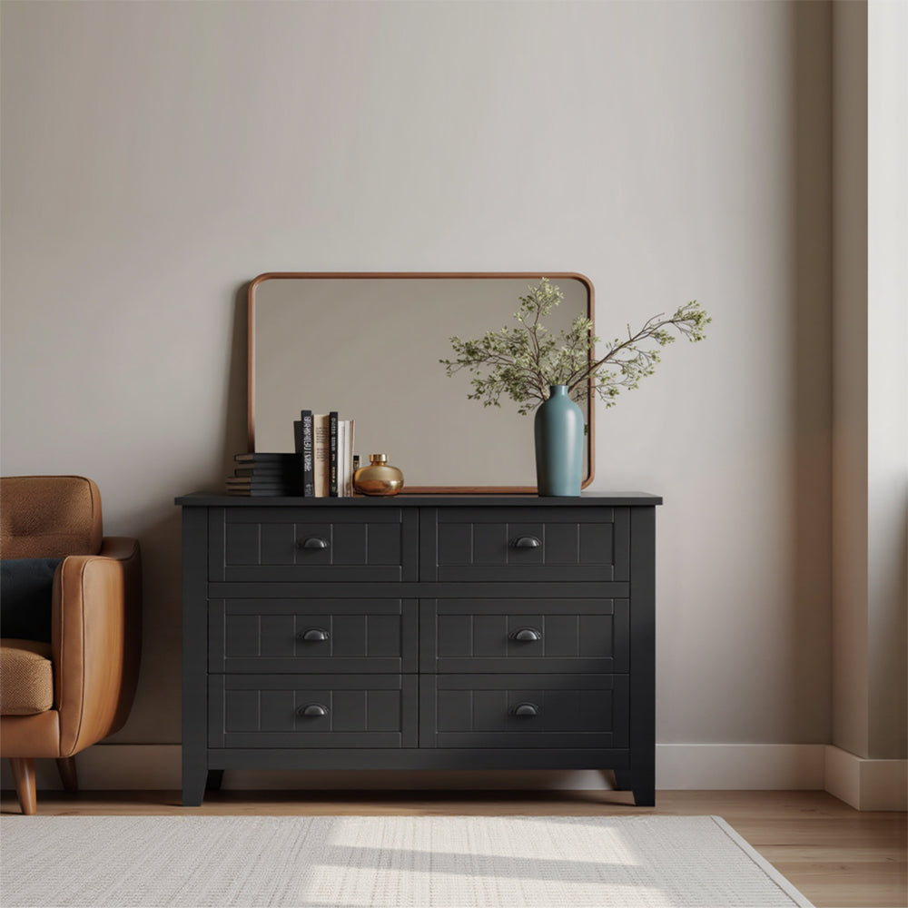 Livara Particle Board Storage Cabinet - Apartment Living, 6 Drawers, Reinforced Hardware