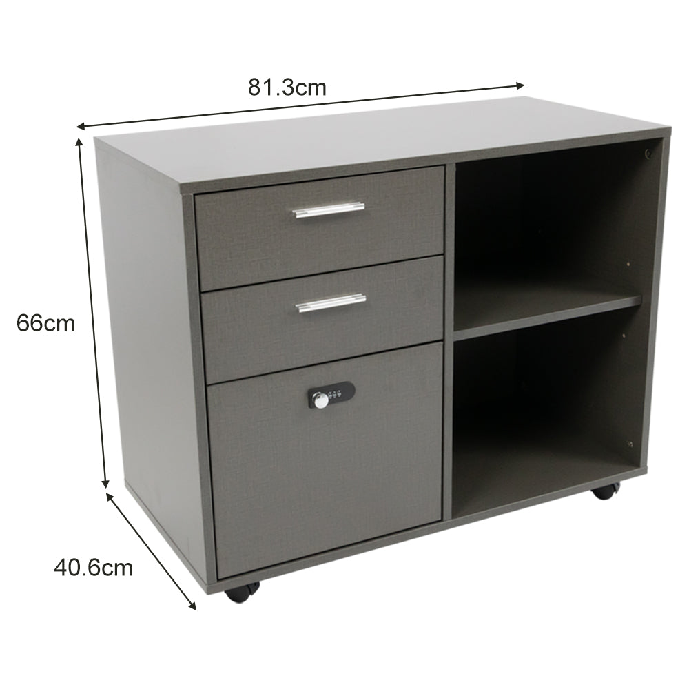 Livara Lockable Filing Cabinet - Home Office, Open Shelves, Smooth Casters