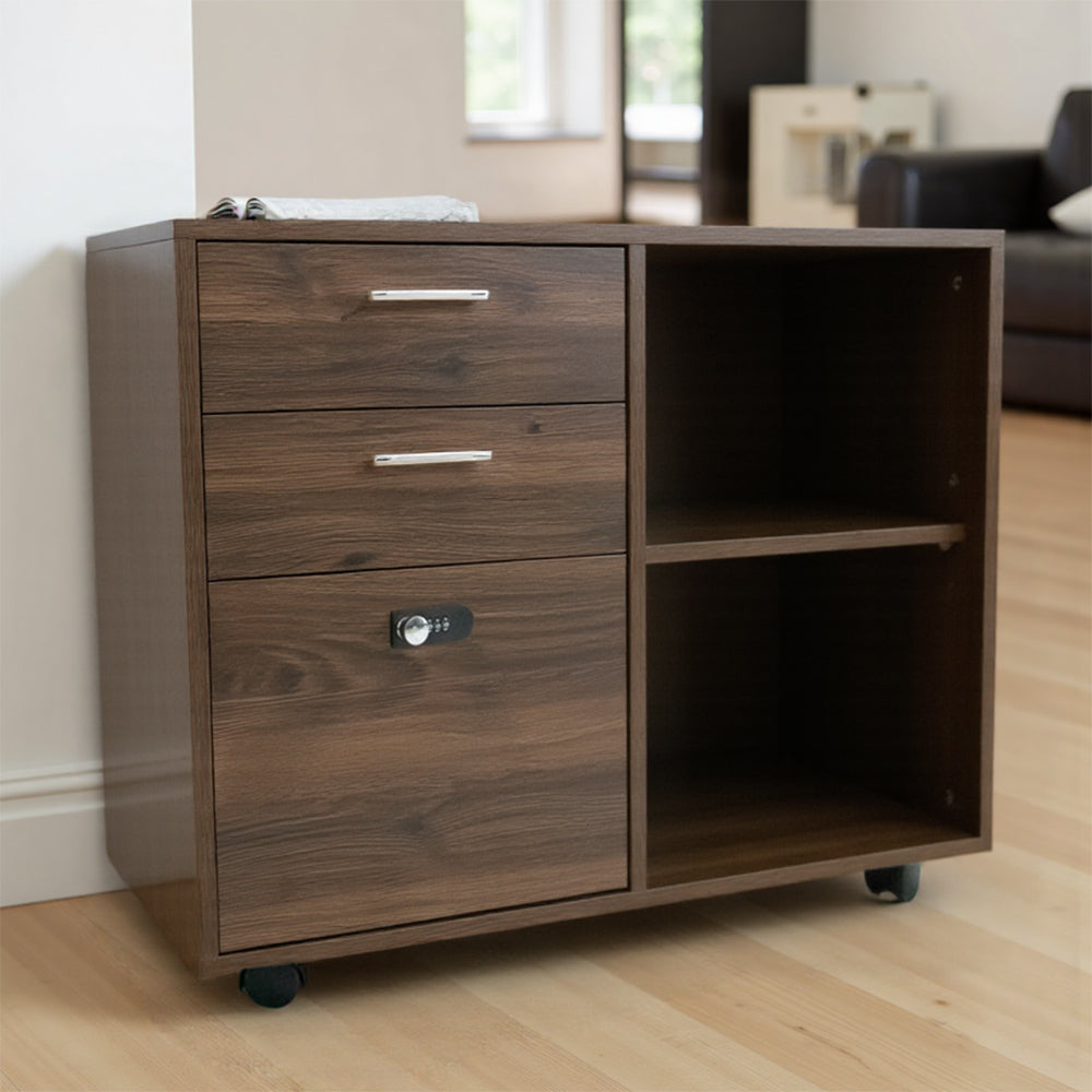 Livara Locking File Cabinet - Home Office, Partitioned Storage, Open Shelves