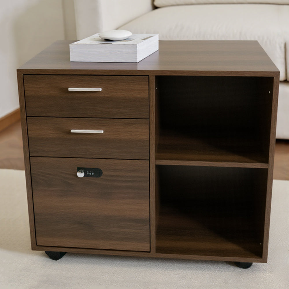 Livara Locking File Cabinet - Home Office, Partitioned Storage, Open Shelves