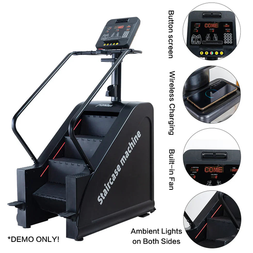 Livara 200W LED Screen Stepmill - Cardio Workout, Wireless Charging, Multi-Speed Fan