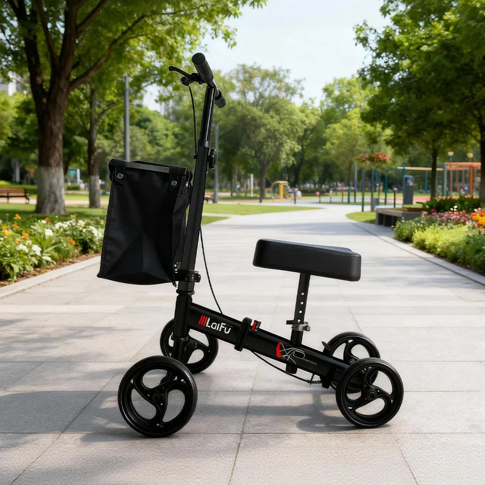 Livara Foldable Adjustable Knee Scooter Walker - Compact Travel, Non-Slip Wheels
