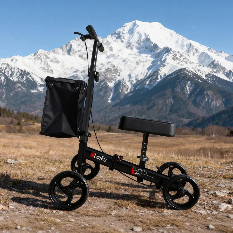 Livara Foldable Adjustable Knee Scooter Walker - Compact Travel, Non-Slip Wheels
