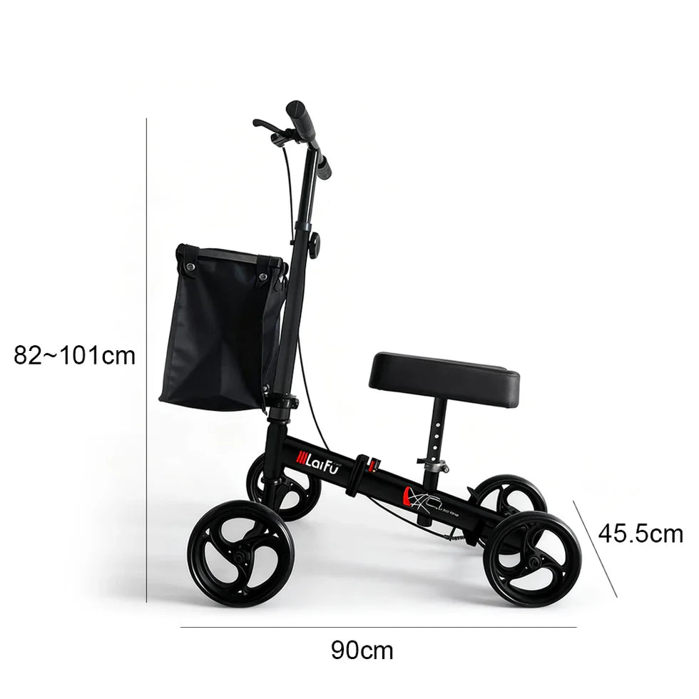 Livara Foldable Adjustable Knee Scooter Walker - Compact Travel, Non-Slip Wheels