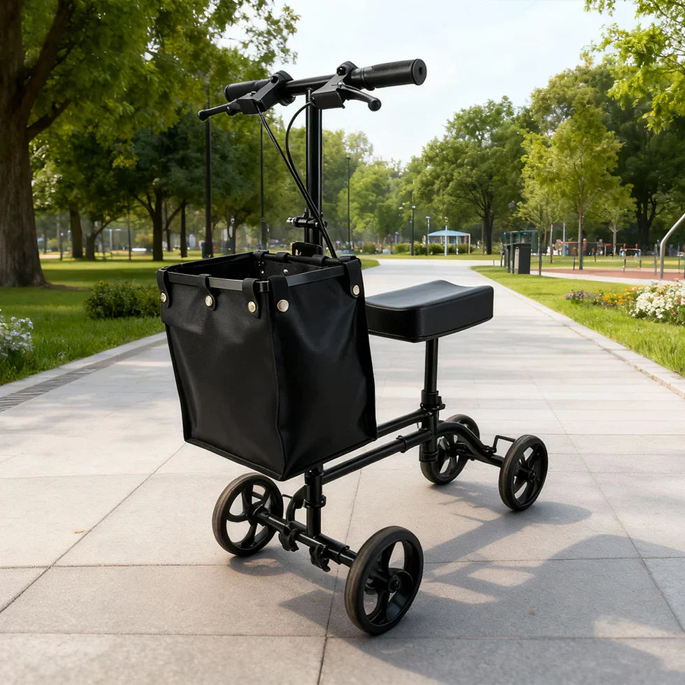 Livara Foldable Knee Scooter Walker - Daily Mobility, Stable Braking, Storage Bag