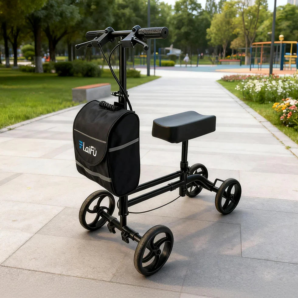 Livara Foldable Knee Scooter Walker - Daily Mobility, Stable Braking, Storage Bag