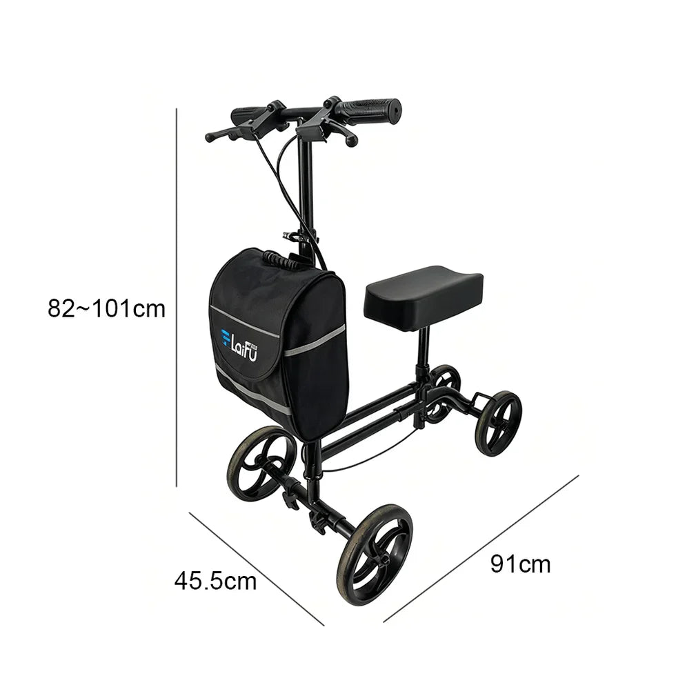 Livara Foldable Knee Scooter Walker - Daily Mobility, Stable Braking, Storage Bag