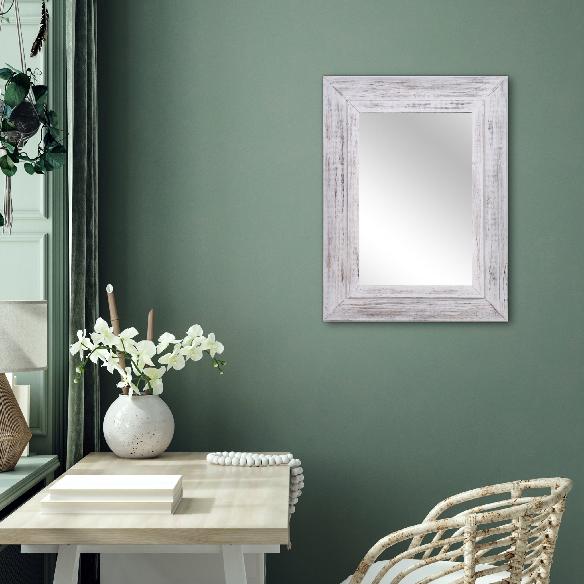 Livara Whitewashed Timber Wall Mirror - Bedroom & Hallway, Distressed Frame