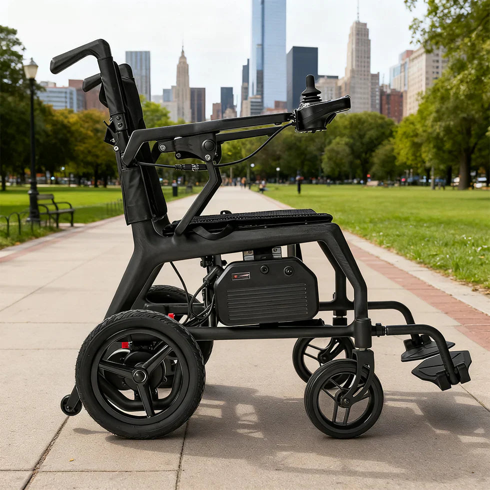 Livara Carbon-Fiber Foldable Electric Wheelchair - Compact Travel, 24V 10Ah Battery
