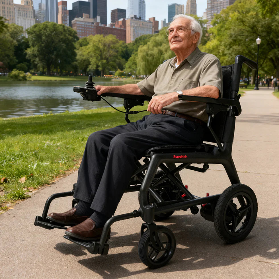 Livara Carbon-Fiber Foldable Electric Wheelchair - Compact Travel, 24V 10Ah Battery