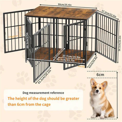 Livara Heavy-Duty Dog Crate End Table - Daily Use, 4 Lockable Doors