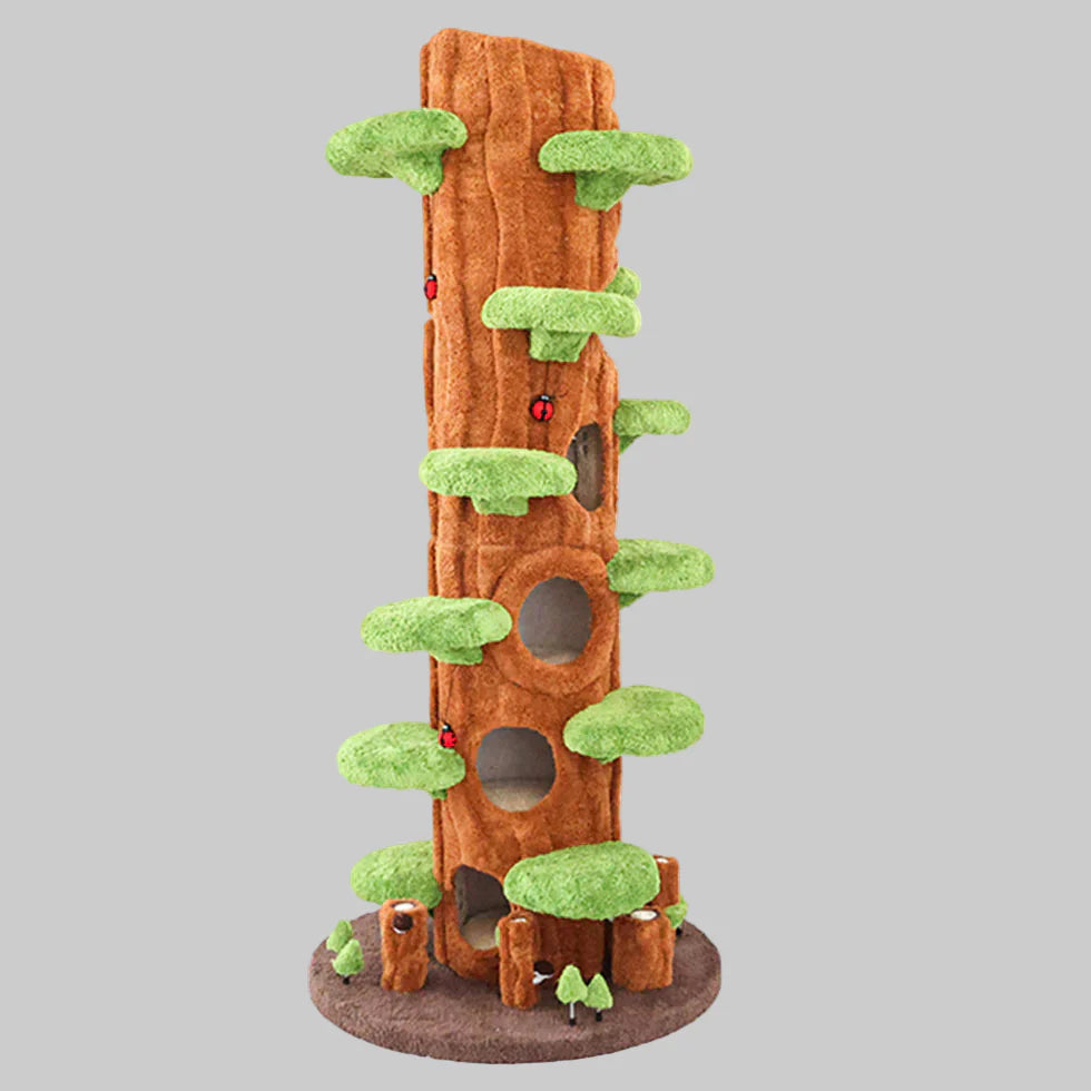 Livara Wooden Tree Hollow Cat Tree Tower - Pet Comfort, Sisal Wrap, Anti-Tip Design