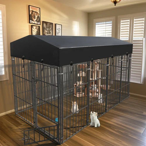 Livara Heavy-Duty Metal Dog Kennel - Indoor & Outdoor, Weatherproof Cover