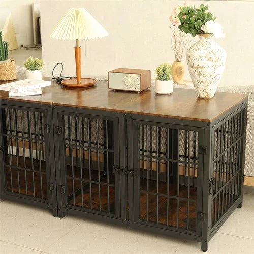 Livara Heavy-Duty Dog Crate End Table - Daily Use, 4 Lockable Doors