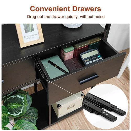 Livara Industrial Metal-Frame Bookshelf - Home Office, 6 Open Shelves