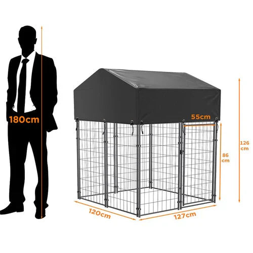 Livara Heavy-Duty Welded Wire Dog Kennel - Indoor & Outdoor, Waterproof Cover