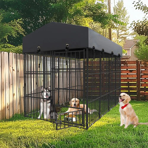 Livara Heavy-Duty Metal Dog Kennel - Indoor & Outdoor, Weatherproof Cover