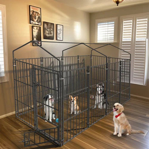 Livara Heavy-Duty Metal Dog Kennel - Indoor & Outdoor, Weatherproof Cover
