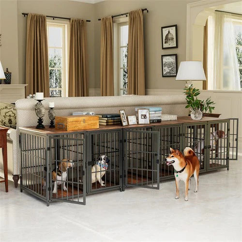 Livara Heavy-Duty Dog Crate End Table - Daily Use, 4 Lockable Doors