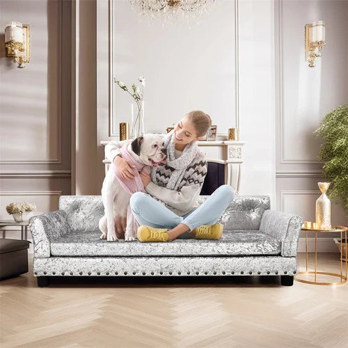 Livara Velvet Dog Sofa Bed - Pet Comfort, Memory Foam Cushioning