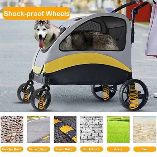 Livara Foldable Dog Stroller - Travel-Ready, EVA Wheels, 65kg Capacity