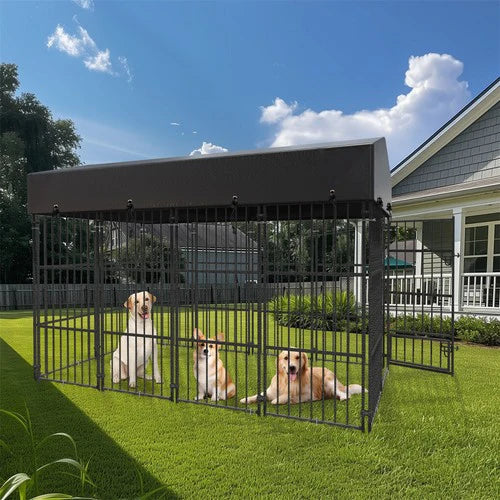 Livara Heavy-Duty Metal Dog Kennel - Indoor & Outdoor, Weatherproof Cover