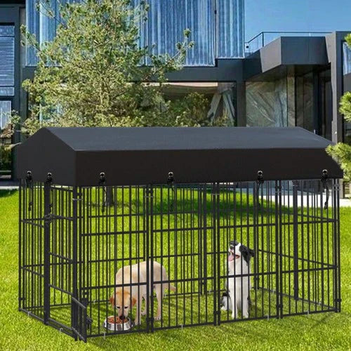 Livara Heavy-Duty Metal Dog Kennel - Indoor & Outdoor, Weatherproof Cover