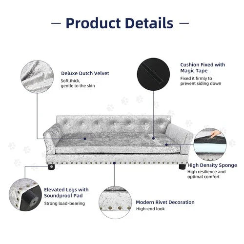 Livara Velvet Dog Sofa Bed - Pet Comfort, Memory Foam Cushioning