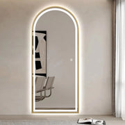 Livara Arched LED Aluminium Full-Length Mirror - Bedroom & Hallway, Gold Frame, Dimmable Lighting