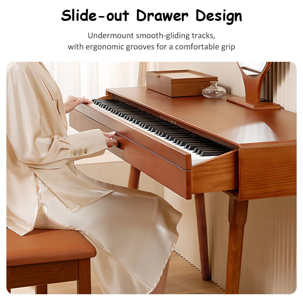 Livara Solid Wood Weighted Digital Piano - Modern Living Room, 88 Keys, Bench Included