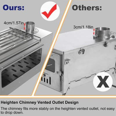 Livara Stainless Steel Wood Burning Outdoor Stove - Camping & Travel, Portable 7-Pipe Design