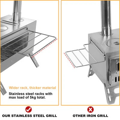 Livara Stainless Steel Wood Burning Outdoor Stove - Camping & Travel, Portable 7-Pipe Design