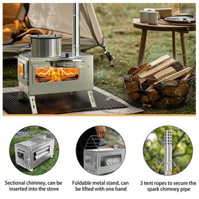 Livara Stainless Steel Wood Burning Outdoor Stove - Camping & Travel, Portable 7-Pipe Design