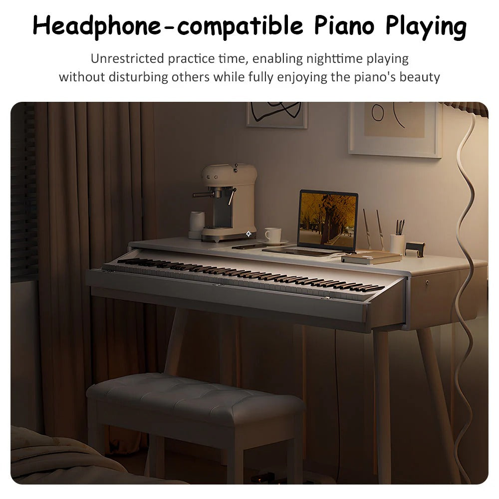 Livara 2-in-1 Weighted Digital Piano - Apartment Living, 88 Keys, Dressing Table Design