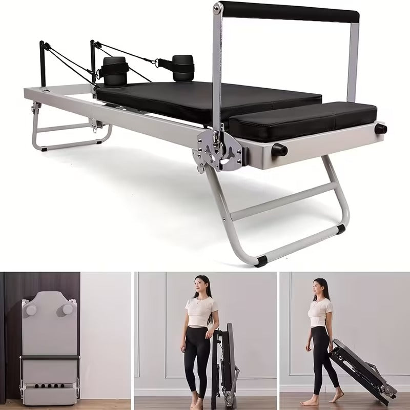 Livara Foldable Steel-Frame Pilates Reformer - Home Studio, 5-Spring Resistance