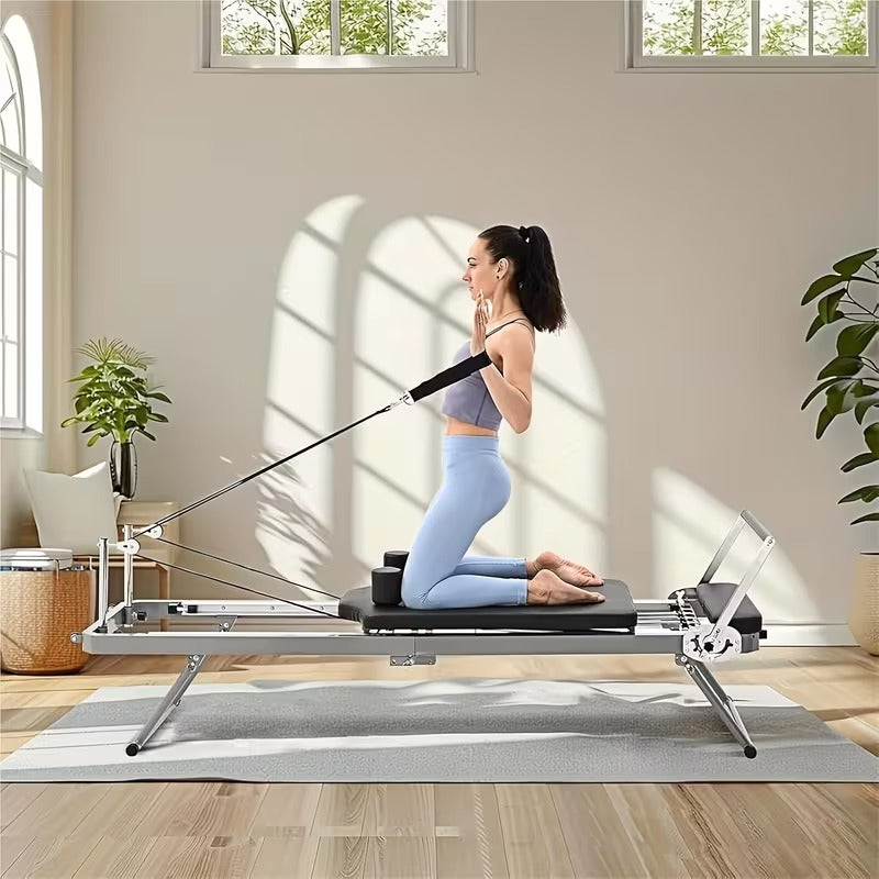Livara Foldable Steel-Frame Pilates Reformer - Home Studio, 5-Spring Resistance