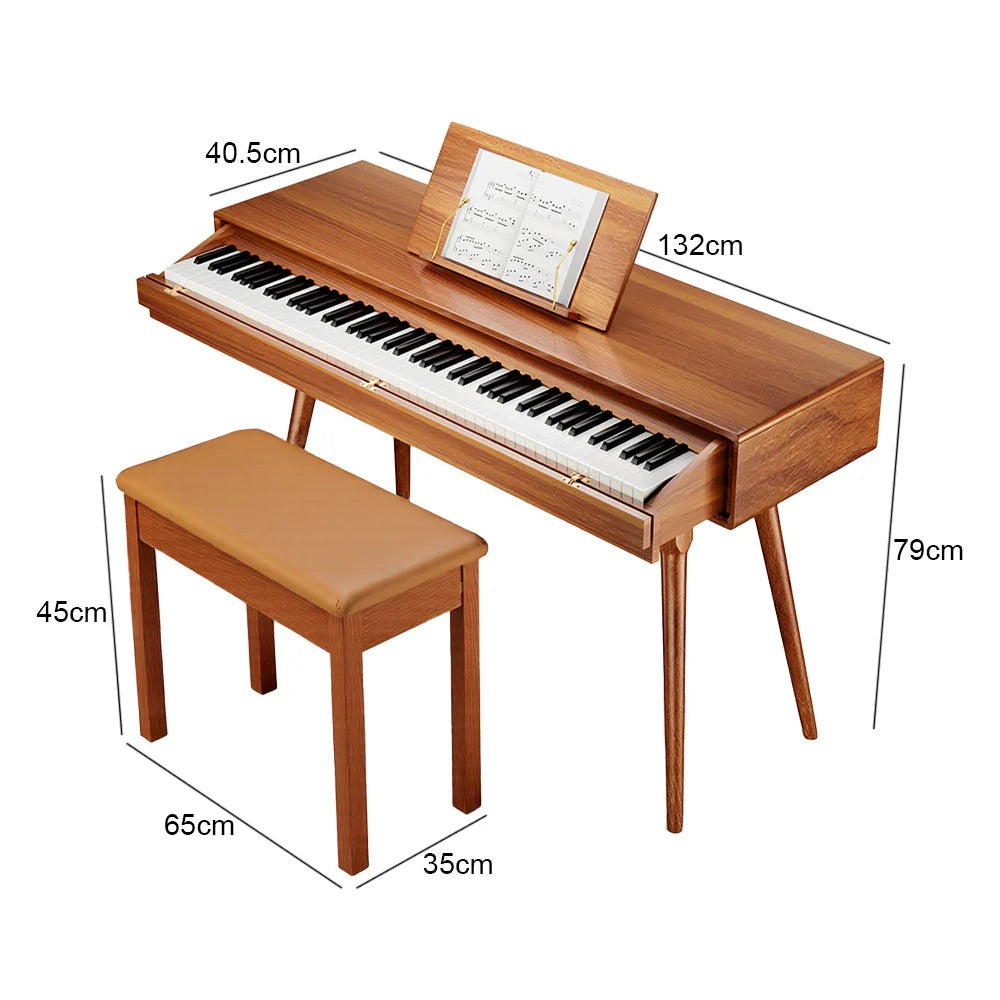 Livara Solid Wood Weighted Digital Piano - Modern Living Room, 88 Keys, Bench Included