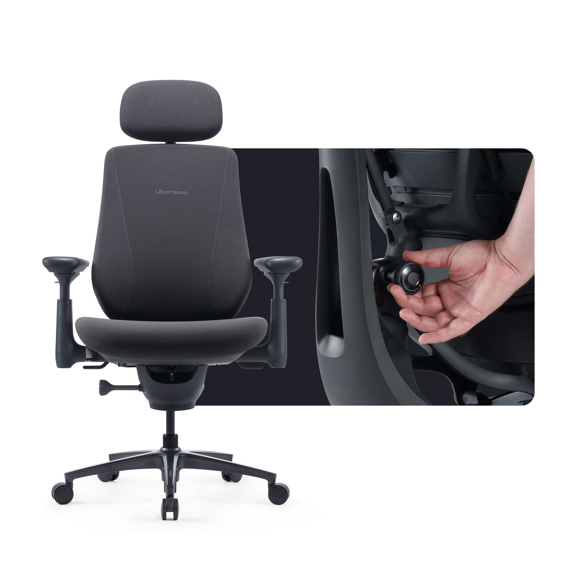LiberNovo Maxis Manual big and tall ergonomic chair in Graphite