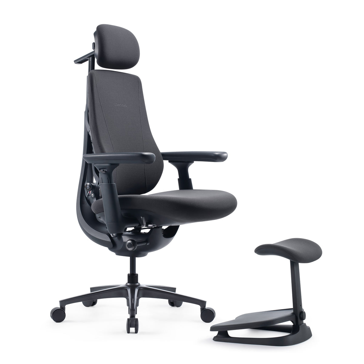 LiberNovo Maxis Manual big and tall ergonomic chair in Graphite with StepSync footrest