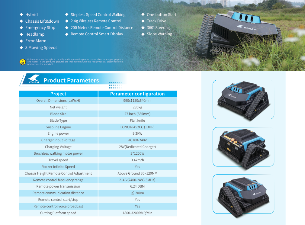 KH-LM2427B remote-control tracked lawn mower