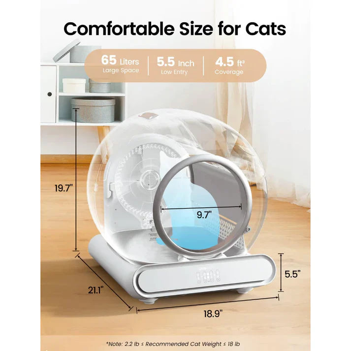 Livara Smart Wi-Fi Self-Cleaning Cat Litter Box - Daily Use, Quiet Operation, Safety Sensors