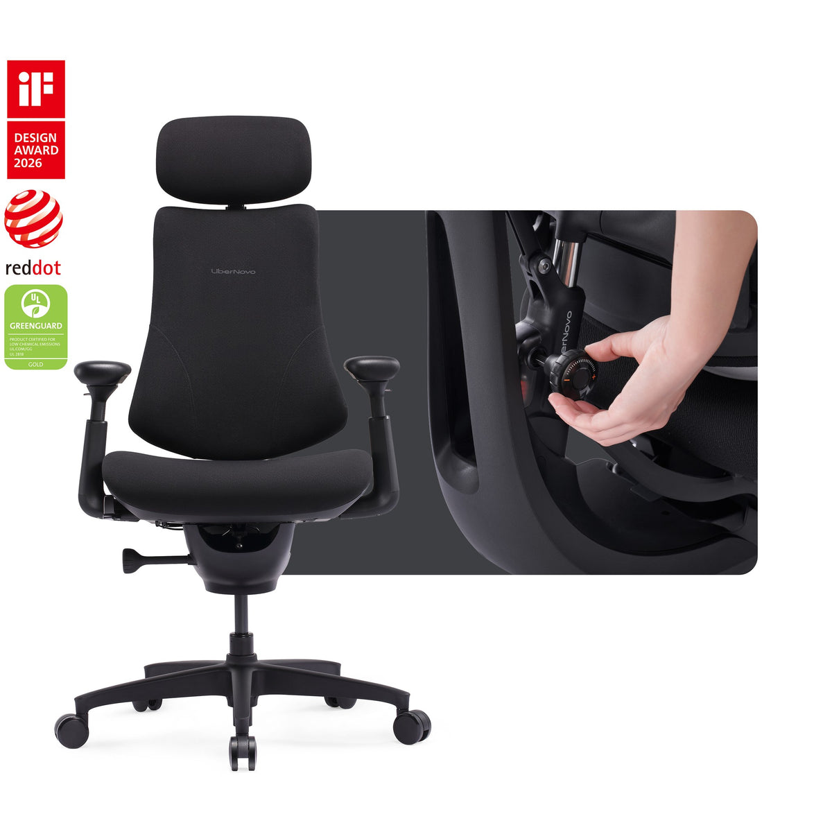 LiberNovo Omni SE dynamic ergonomic chair in Obsidian